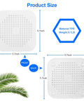 Two Pack Silicone Hair Catcher For Shower Drain Square Drain Stopper 5.7 inch Front and Back View with Material Details
