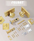 Gold Door Knob With Deadbolt Set In Satin Brass, Single Cylinder Hardware For Exterior Or Interior Doors, Built To Last Metal Construction, Adjustable Latch Fits 1 3 8 Inch Thick, Easy Upgrade For Privacy And Security packaged contents