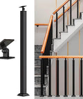 Badass Indoor Stair Railing Kit Featuring Slick Square Metal Spindles And Quick Adjust Brackets on stylish staircase.