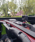 60lb Magnetic Camera Mount With Mini Ball Head attached inside car, showing rubber coated neodymium magnet base for secure hold