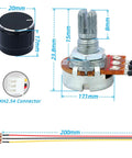 Three Pack 10K Ohm Linear Potentiometer Kit With WH148 3 Pin Variable Resistor, XH2.54 Connector Wires, 200Mm Lead, Knob Caps