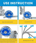 Use instructions for Professional 1/2 Inch Heavy Duty Tubing Bender, showing bending angles and setup steps for copper and steel pipes.