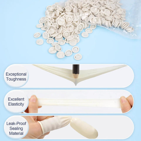 Top Notch Medium Finger Cots 480 Count Powder Free Fingertip Sleeves showing exceptional toughness and elasticity for reliable protection.