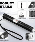 High Power Green Laser Pointer With Removable Star Cap Single Pinpoint Mode And Flood Beam USB Rechargeable Lazer for astronomy