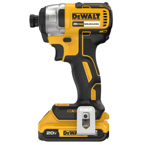 Side view of 20V Max Brushless Impact Driver With One Quarter Inch Hex, Compact Lightweight Design, LED Light, Battery Included