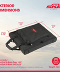 1U Soft Rack Case On The Go For Wireless Gear With Steel Rails And Heavy Duty Zippers showing exterior dimensions.