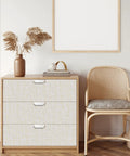 Dresser with Cream Textured Linen Fabric Faux Grasscloth Peel And Stick Wallpaper Self Adhesive For Walls Cabinets