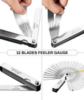 Spurtar 32-blade folding stainless steel feeler gauge set with SAE/metric scales.