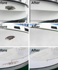 Before and after using Fiberglass Boat Repair Kit White Gel Coat And Epoxy Filler For Boats on boat surfaces.
