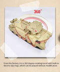 360-degree view of RC British Crusader Tank 1/16 Scale With Metal Upgrades And 2.4G Infrared Battle Realistic Recoil And Sound Heavy Duty Metal Tracks Ideal Military Model For Adults And Collectors Epic Outdoor Battle Toy Gift.