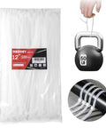 12 Inch Zip Ties 100 Pack Clear UV Resistant Industrial Cable Ties Self Locking Wire Ties For Indoor Outdoor Use 50 Lb Tensile Strength Built Tough Heavy Duty Nylon, Perfect For Fence, Garage, Camping And More.