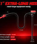 51 inch hose of 5GPM Cordless Fuel Transfer Pump With Auto Stop Valve for easy fluid transfer from large equipment.