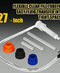 30cc Hand Fluid Transfer Pump For Gallon And Wide Mouth Bottles with clear 27-inch tube and three colored collars