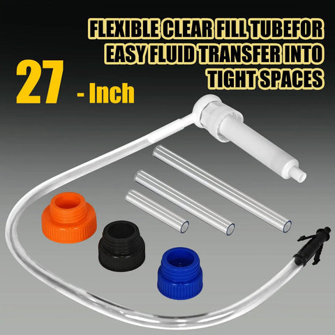 30cc Hand Fluid Transfer Pump For Gallon And Wide Mouth Bottles with clear 27-inch tube and three colored collars