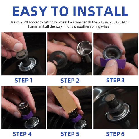 Installation steps for Five Eighth Inch Wheel Lock Washer Set 14 Pcs For Hand Truck Axle Rod Push Nuts