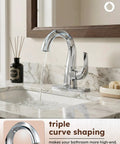 Single Handle Chrome Bathroom Faucet With Pop Up Drain 1 Hole High Arc Basin Sink Tap Solid Brass Commercial Vanity Faucet Sleek Dope Patented Design for Modern Bathrooms on marble sink