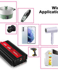 3000 Watt Power Inverter Converts 12V DC To 110V AC Delivering 6000W Peak Juice for powering various devices like kitchenware and electronics.