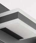 Close-up of a rectangular diffuser on the Black LED Vanity Light Fixture Over Mirror Three Light Modern Bath Lighting, aluminum frame detail.