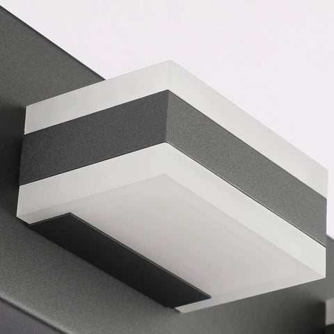 Close-up of a rectangular diffuser on the Black LED Vanity Light Fixture Over Mirror Three Light Modern Bath Lighting, aluminum frame detail.