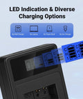 Dual USB charger from 2-Pack BLN-1 Replacement Battery With Dual USB Charger For Olympus OM-D E-M1 E-M5 And Pen E-P5 showing LED indicators