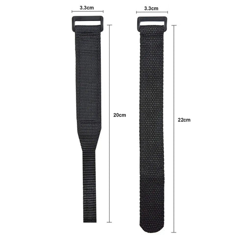 Multimeter Hanging Kit For Fluke Meters With Magnetic Hanger, Two Straps, Two Clips, And TPAK Probe Compatibility Keeps Your Hands Free While You Work - black straps close-up with dimensions