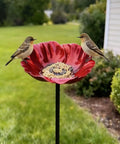 Handmade Metal Flower Garden Stake With Bird Bath And Bee Watering Station Totally Pollinator Friendly Yard Decor With Colorful Butterfly Bee Bath Bowl For Outdoor Gardens And Patios