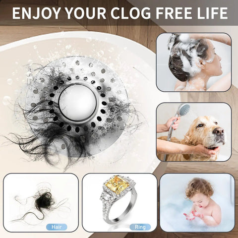 2 In 1 Bathtub Drain Plug Stopper Hair Catcher With Stainless Steel Filter Pop Up Drain fits 1.6 to 2.0 inch holes