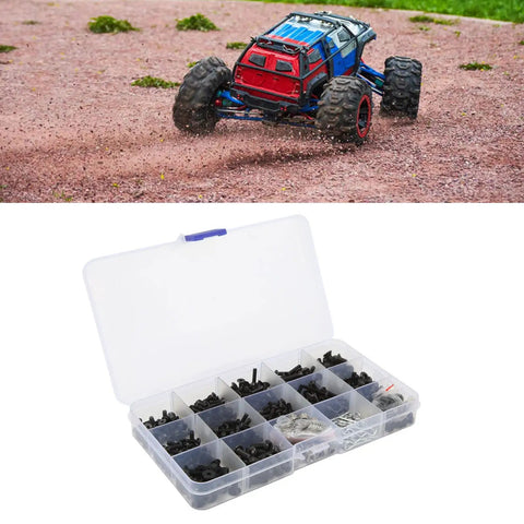 Stainless Steel RC Screw Kit 522 Piece Hardware Set For RC Cars With Individually Packaged Screws Heavy Duty Fasteners For Easy Field Repairs box open