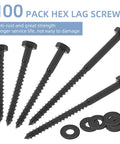 Beefy 100 Pack Wood Lag Screws Three Eighths Inch By Two Inches Hex Head Bolts Heavy Duty Screws With Washers For Decks Framing