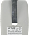 Back view of Universal Garage Door Opener Transmitter For 5010 Systems with metal clip, white finish.