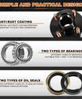 Heavy Duty 4 Lug Trailer Hub Kit For 2000 Lbs Boat Rigs With 4x4 Inch Bolt Pattern and Straight Spindle Fitment showing anti-rust coating and bearings.