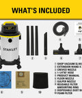 Lightweight 10 Pound Wet Dry Vacuum With 4 Peak HP Power, 4 Gallon Stainless Steel Vacuum accessories included.