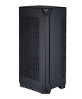 Front view of NCORE 100 Air S Mini ITX Case Ultra Compact 14.7L with air cooler, 850W PSU, vertical GPU mount.