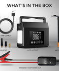 What's in the box of 4000A Jump Starter With Air Compressor, 12V Car Battery Charger, 150 PSI Tire Inflator, 15000mAh Power Bank