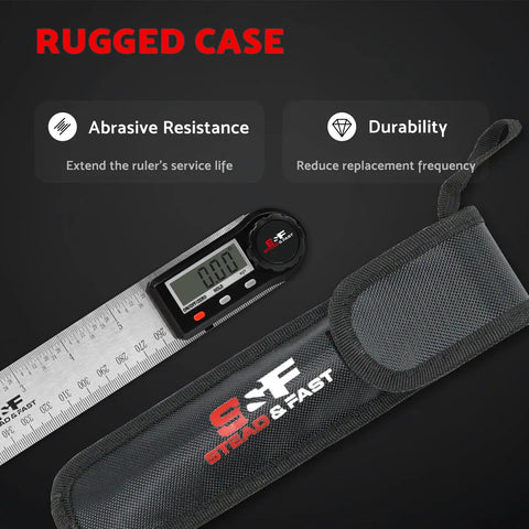 Must Have Digital Angle Finder Tool For Woodworking 7 Inch 200 Mm Stainless Steel With Case shown with rugged case