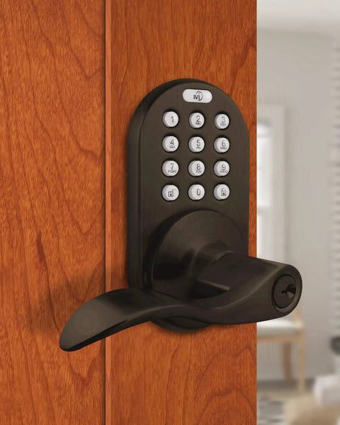 Keyless Entry Door Lock With Lever Handle In Antique Brass No Keys Needed Easy Install Keypad Lock For Exterior Or Interior Use Auto Lock Triple Security Six User Codes Ideal For Homes Apartments Or Airbnb