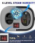 Powerful Portable Handheld Steam Cleaner With Six Adjustable Levels And 15 Second Rapid Heat Up Time control panel with settings.