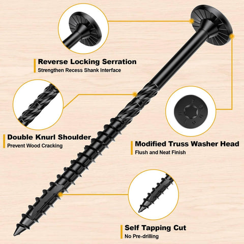 14 x 5 Wood Structural Lag Screws 108 Pieces Beefy Star Drive Decking Screws For Timber Log Landscaping Wood Rust Resistant Carbon Steel