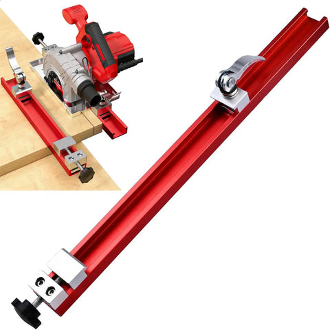 Pro Grade Circular Saw Guide Rail For 12 Inch Saw Base Aluminum Alloy Precision Base Guide with saw visible on a table