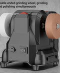 Hilitand Mini Bench Grinder Polisher Cordless 100w Sander with double ended grinding wheels for simultaneous grinding and polishing.