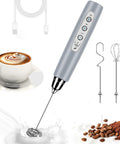 Handheld Milk Frother And Electric Whisk With 3 Speed Settings, Stainless Steel 3 Whisks, Rechargeable USB Powered, Portable Foam Maker