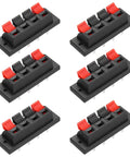 Set of 6 black and red 4 Way Spring Terminal Clip Push Release Connector Plate Jack Socket Speaker Terminal Strip Block Test Clip WP4 10 Pack