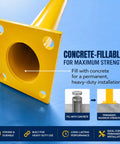Tough As Nails 42 Inch Yellow Steel Bollard Rugged Powder Coated Traffic Barrier For Parking Garages And Warehouses 12 Gauge Impact Resistant Guard Post showing concrete-fillable opening for added strength.