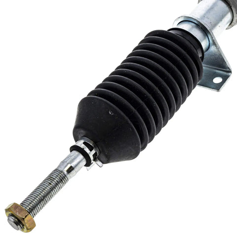 Close-up of Steering Rack And Tie Rod End Kit For Polaris RZR XP 4 1000 Turbo 2017-2022, heavy duty, black boot, metal threads.