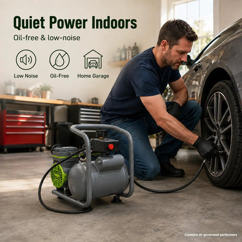 This Bad Boy Portable Electric Air Compressor Is A Total Game Changer For Your Shop Or Garage. With 1.5 Horsepower And 110 Volt Power Plug, This Unit Delivers Serious Pounds Per Square Inch Pressure Without The Noise Pollution. The Two Gallon Steel Tank