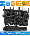 Badass 8MP 4K Wireless PTZ Security Camera Kit With Hella Smooth WiFi And Intelligent Auto Tracking For Rugged Outdoor Surveillance And Sharp Night Vision displayed on a monitor with various camera views.
