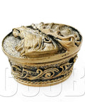 Close-up of Bronze Hand Cast Knife Guard Bolster And Pommel Set For Custom Knife Making Handles DIY Kit