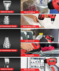 Cordless 18V Heat Gun With 350W Power And 1022 Fahrenheit High Temp Pro Grade Variable Temperature Control Hot Air Gun Kit With 4 Nozzles And Scraper for shrink tubing, PVC wrap, resin crafts, label removal, car wrapping, and wire connection.