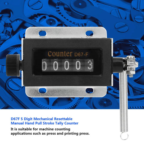 D67F 5 Digit Mechanical Bale Counter For Baler D67F With Pull Counter, showing 00003 on a blue gear background