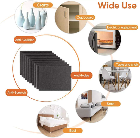 Adhesive Furniture Pads 10 Pack 8 Inch By 6 Inch Cuttable Chair Leg Pads Hardwood Floor Protectors For Furniture Black No Scratch Noise Reduction